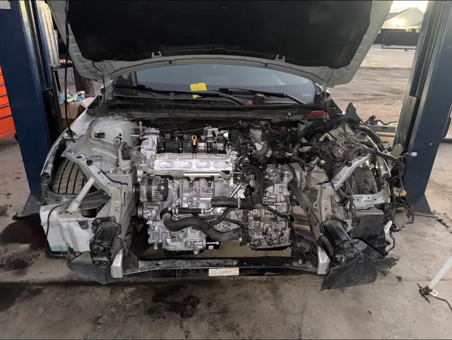Front end apart for an engine and transmission swap